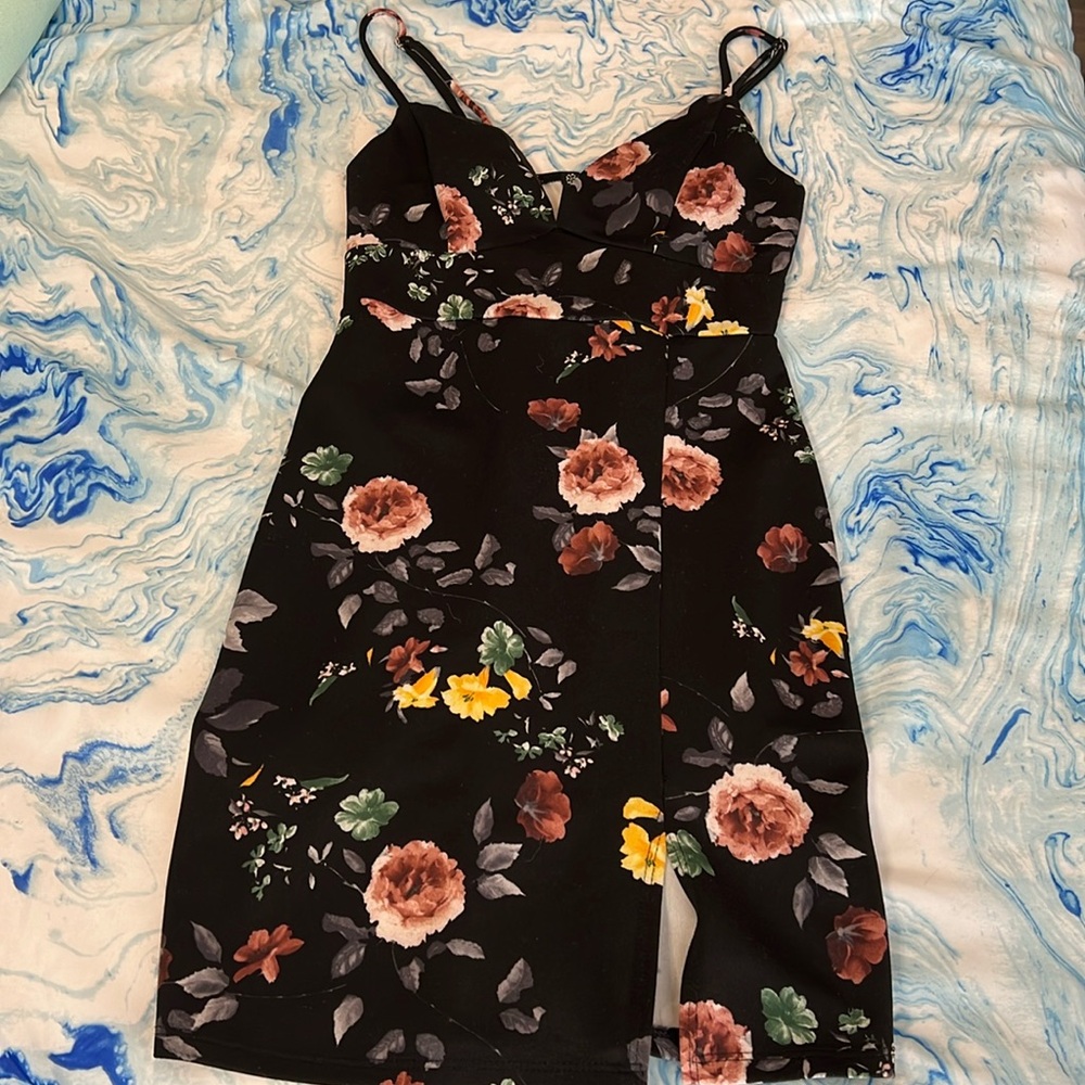 Floral Black Dress